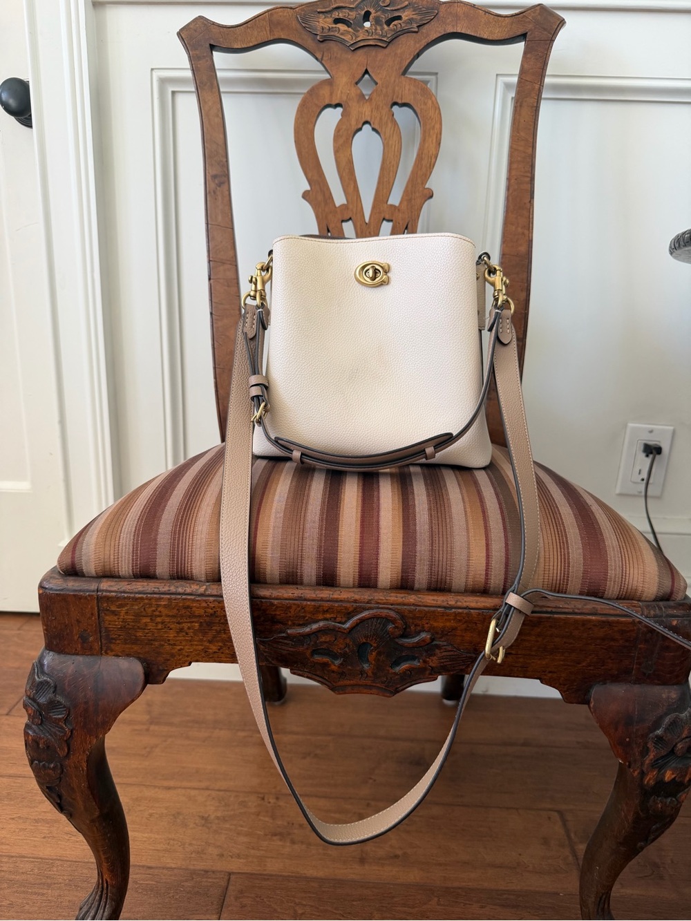 Coach Cream Pebble Leather Crossbody with Gold Hardware
